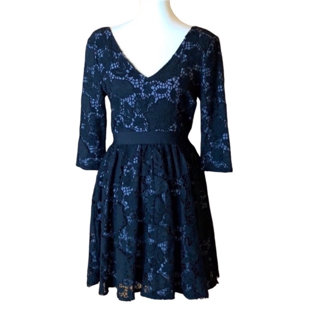 Victoria’s Secret black eyelet lace fit and flare dress Size 6